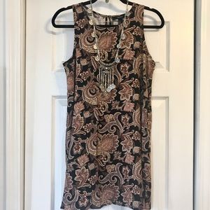 Boho Paisley Print Hippie Mini Dress Vintage